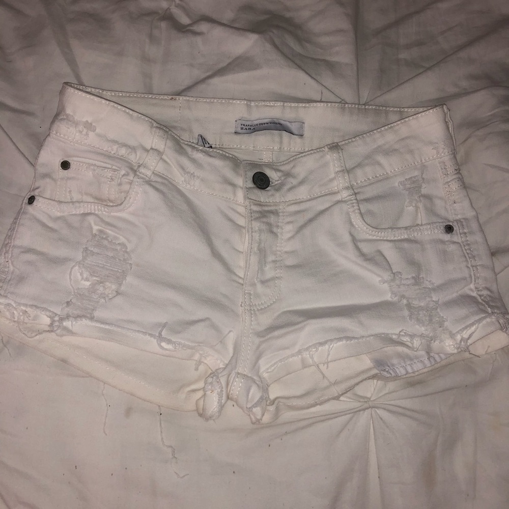 Zara white jean shorts